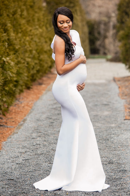 Pure White Maternity Gown for Photo ...
